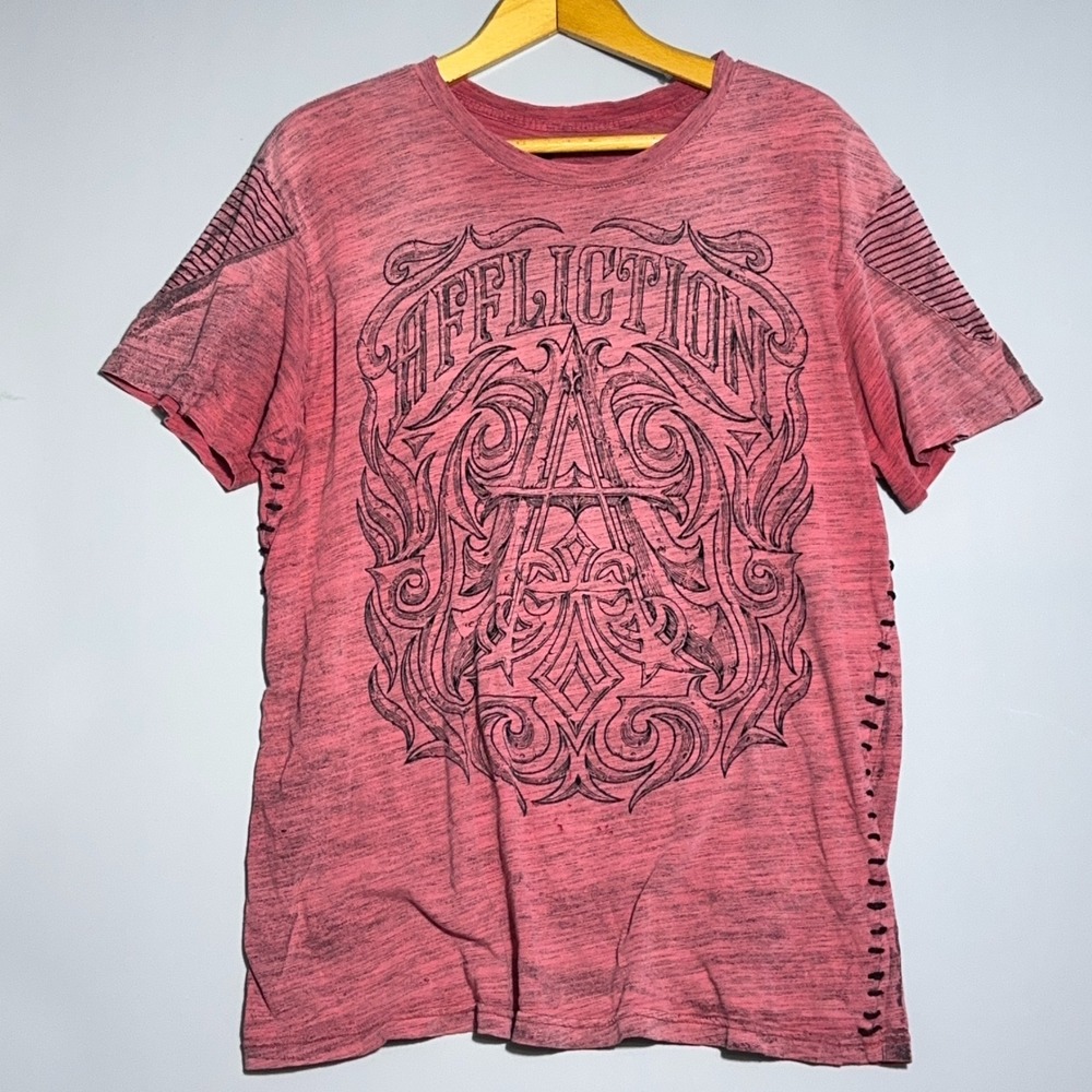 Affliction Live Fast Y2K T-Shirt Mens Size XL Cotton Red MMA Grunge Goth Skull